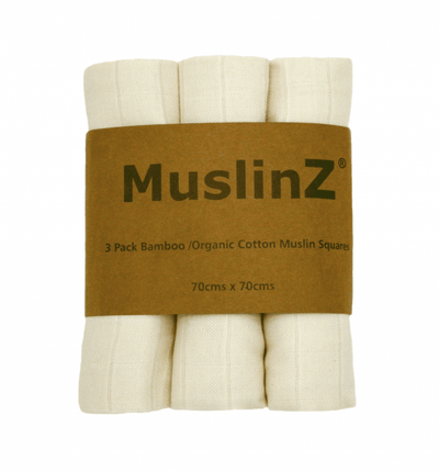 Muslinz Luxury Bamboo/Organic Cotton Muslin Squares - 3 Pack